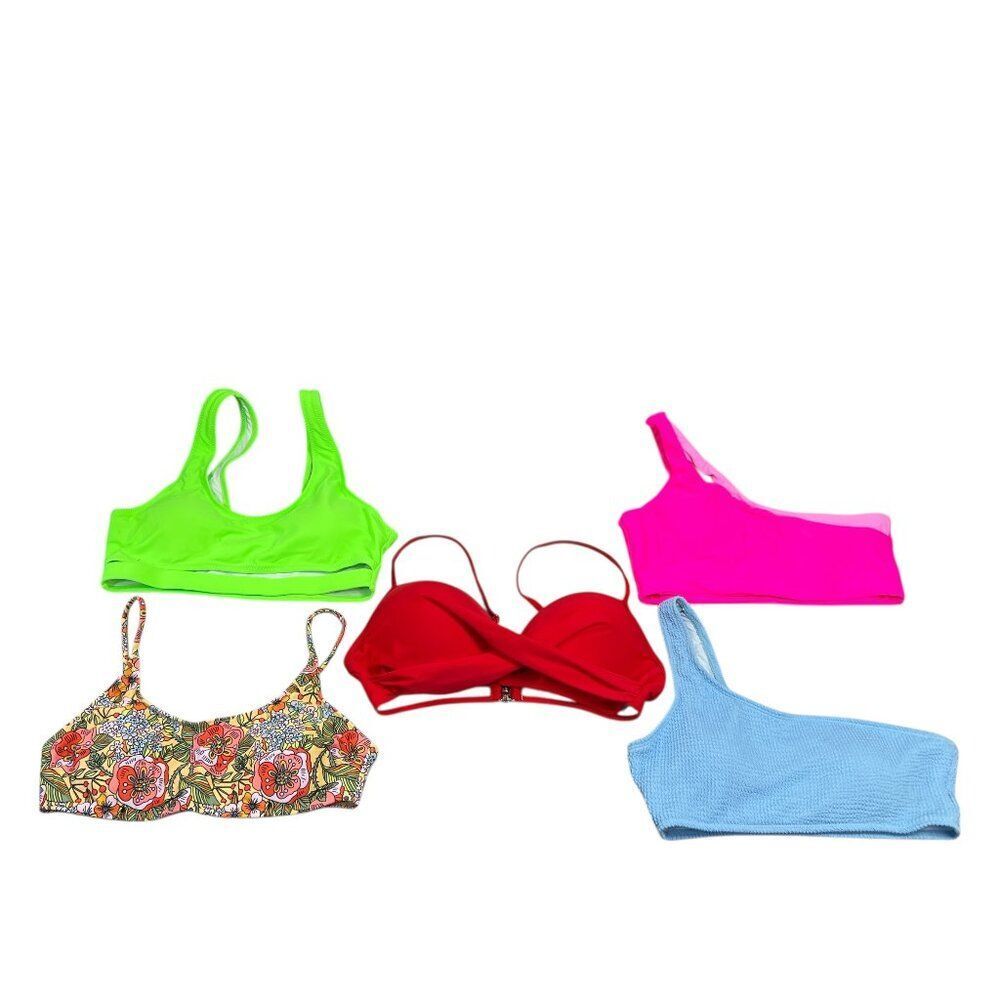 5x Bikini Top Women's Size Medium Colorful Floral Neon Beach Summer Swim